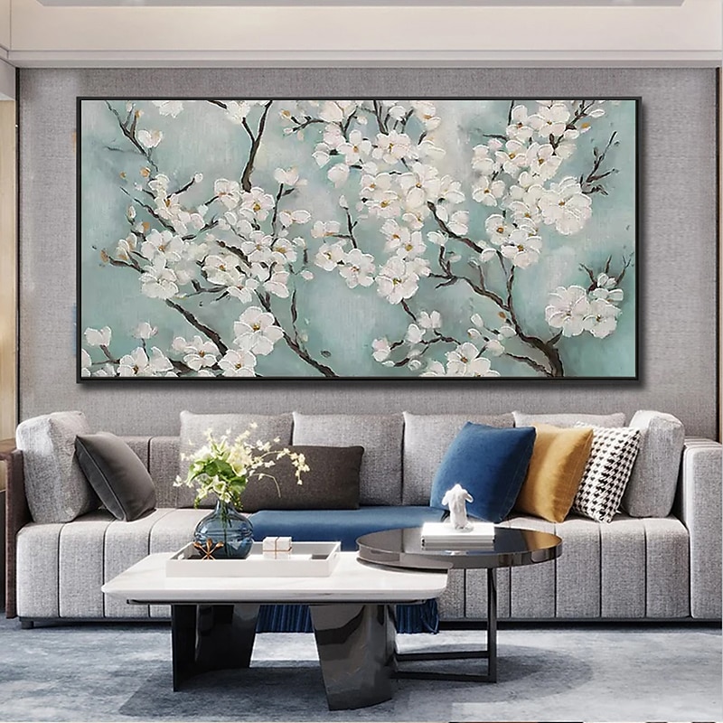 Handmade Oil Painting Canvas Wall Art Decoration Modern Abstract Flowers Plumeria for Home Decor Rolled Frameless Unstretched Painting