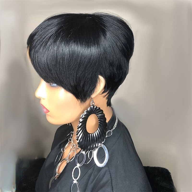 Pixie Cut Wigs for Black Women Brazilian Hair Short Wigs with Bangs F1B27 Blonde Wigs African American2