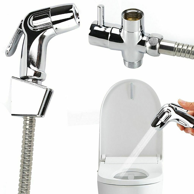 Handheld Toilet Bidet Sprayer Set Kit Stainless Steel Hand Bidet Faucet for Bathroom Handheld Shower Head Nozzle Hose Set Toilet Sprinkler Docking Hand Shower Head Handheld Toilet Sprayer Accessories2