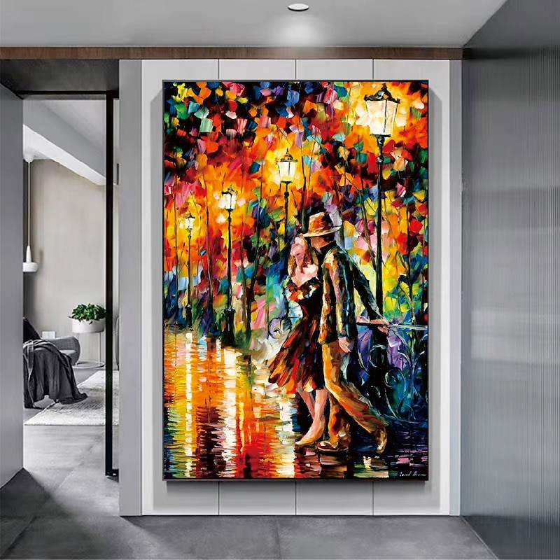 Handmade Hand Painted Oil Painting Wall Modern Abstract Lover Painting Pattle Knife Art Canvas Painting Home Decoration Decor Rolled Canvas No Frame Unstretched3