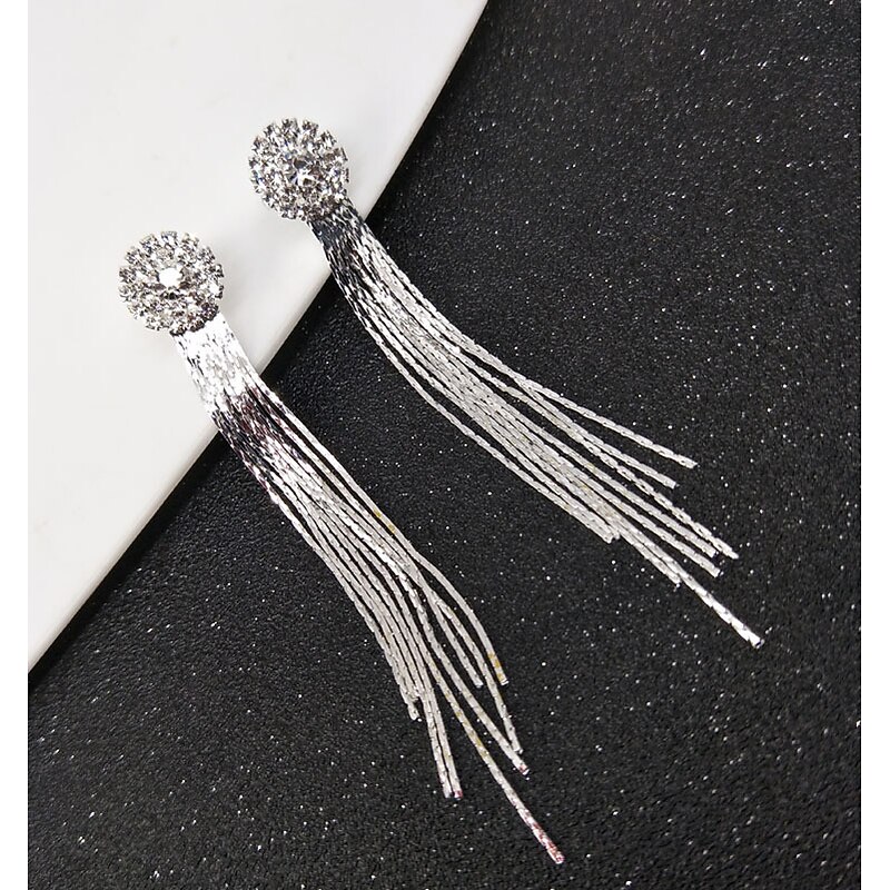 Women's Drop Earrings Earrings Tassel Fringe Vertical / Gold bar Fashion Simple Korean Earrings Jewelry Silver For Party Daily Stage Prom Festival 1 Pair3