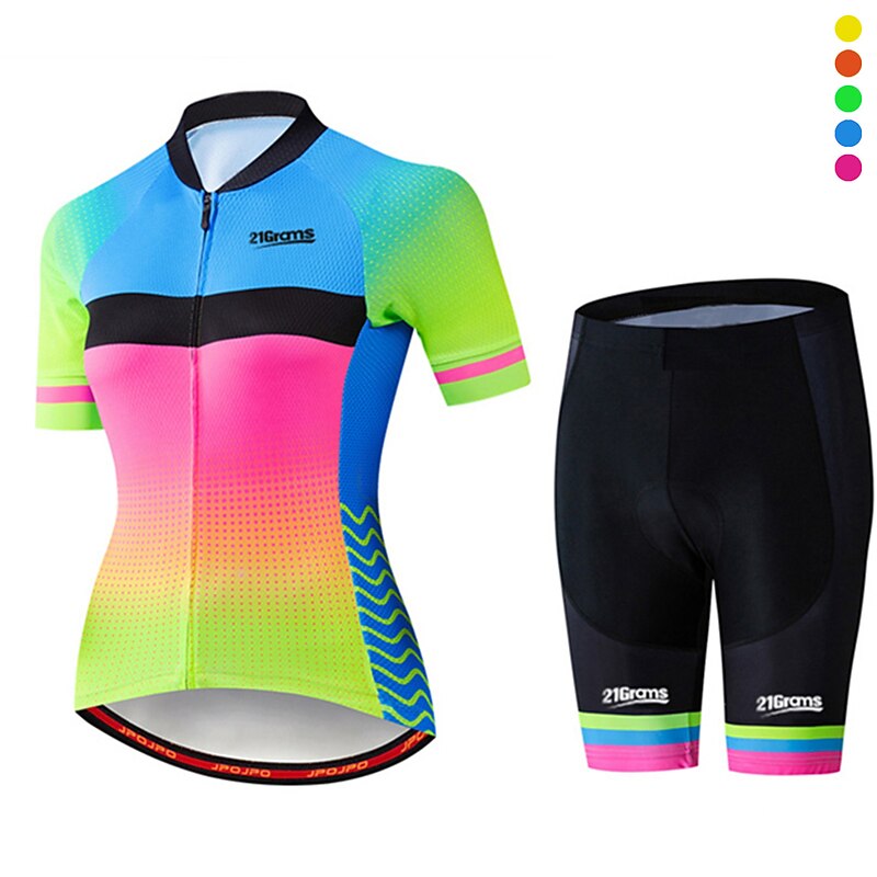 Women's Cycling Jersey with Shorts Short Sleeve Mountain Bike MTB Road Bike Cycling Pink Blue Orange Polka Dot Rainbow Gradient Bike Breathable Quick Dry Ultraviolet Resistant Spandex Sports Solid