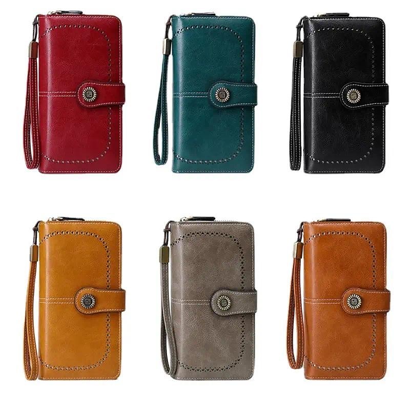 RFID Blocking Long Wallet With Wristlet, Retro Style Faux Leather Wallet With Multi Card Slots &amp; Id Window2