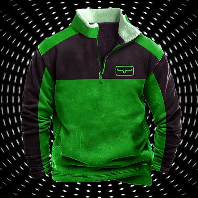 Men's Graphic Color Block Hoodie Hoodies Sweatshirt Streetwear Designer Long Sleeve Half Zip Sports & Outdoor Casual Daily Red Blue Print Fall & Winter Designer4