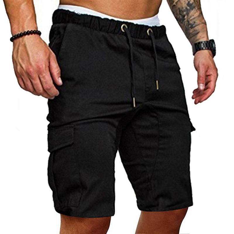 Men's Cargo Shorts Workout Shorts Casual Shorts Drawstring Multi Pocket Solid Colored Comfort Wearable Outdoor Daily Streetwear Casual ArmyGreen Black Micro-elastic4