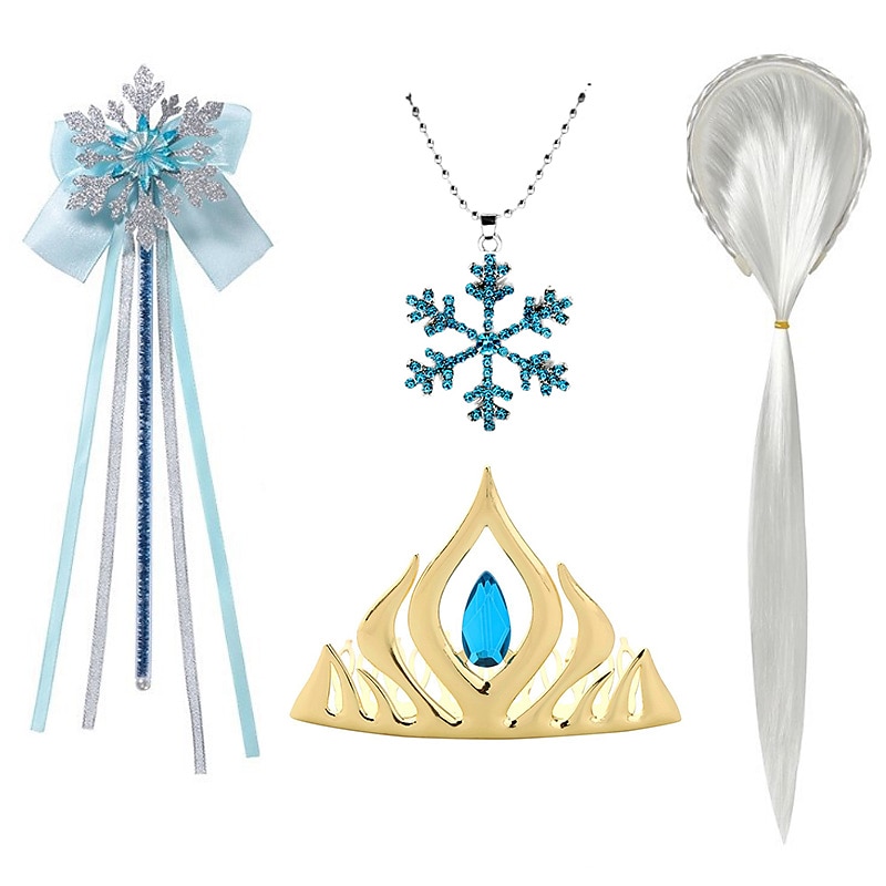 Frozen Fairytale Princess Elsa Flower Girl Dress Vacation Dress Theme Party Costume Girls' Movie Cosplay Halloween White Blue (With Accessories) Dress Accessory Set Carnival World Book Day Costumes2