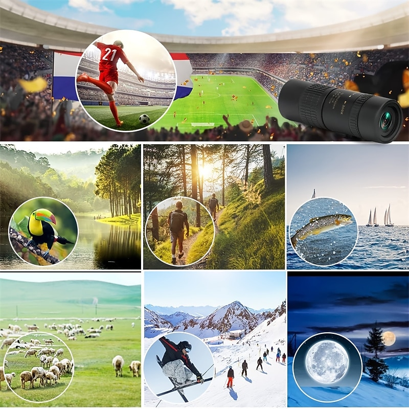 10-30040mm HD Monocular Telescope With Smartphone Adapter Clear BAK4 Prism FMC Lens Monocular For Star Watching Bird Watching Hunting Camping Football Game Watching Super Foot Bowl Accessories4