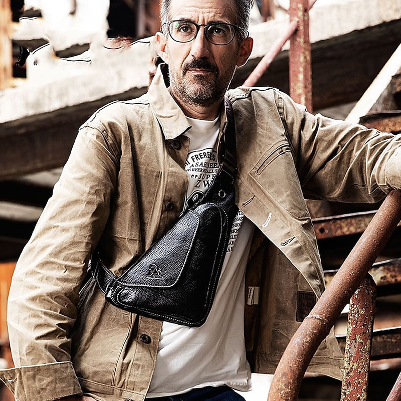 Men's Cowhide Leather Sling Bag - Vintage Crossbody Shoulder Bag for Travel, Outdoor, and Daily Use4