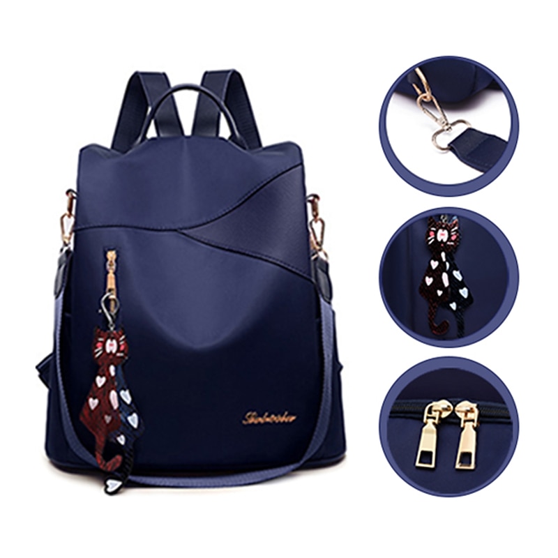 Women's Anti-Theft Oxford Backpack - Large Capacity Back to School Bag with Multiple Pockets in 3 Colors