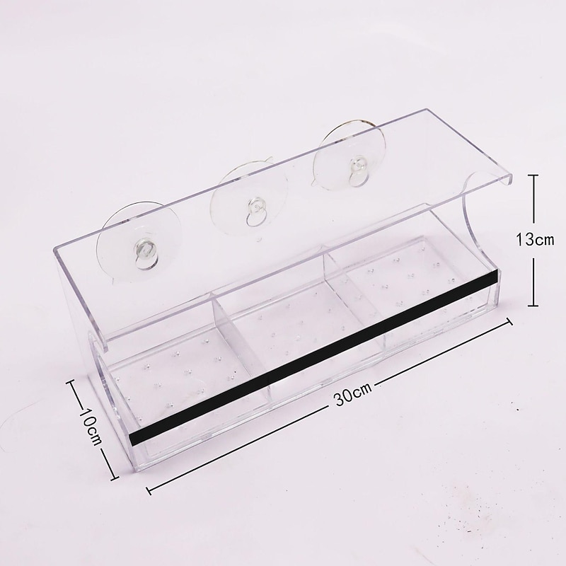Window Bird Feeder with Strong Suction Cups - Transparent Acrylic Bird Feeder with Roof and Drain Holes for Window Outside 30x10x13 cm4