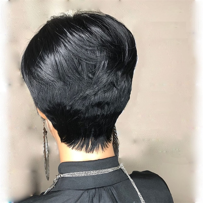 Pixie Cut Wigs for Black Women Brazilian Hair Short Wigs with Bangs F1B27 Blonde Wigs African American4
