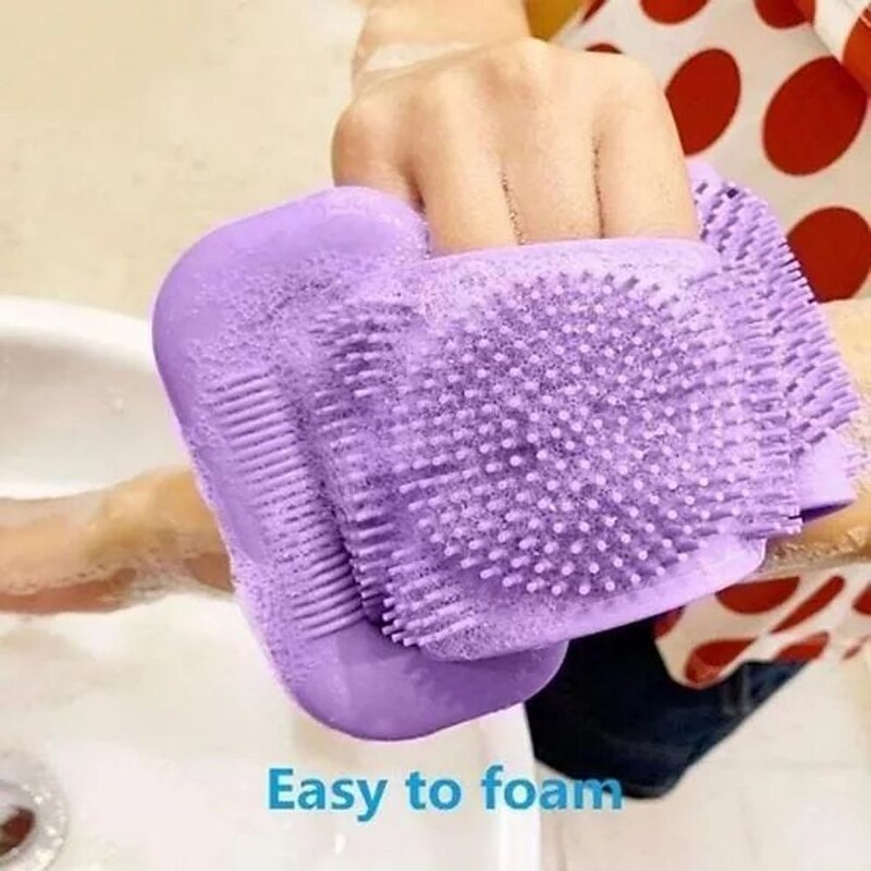 1pc Silicone Body Scrubber Shower Brush Bath Exfoliating Brush Belt Back Scrub Body Cleaner Cleaning Strap Bathroom Accessories4