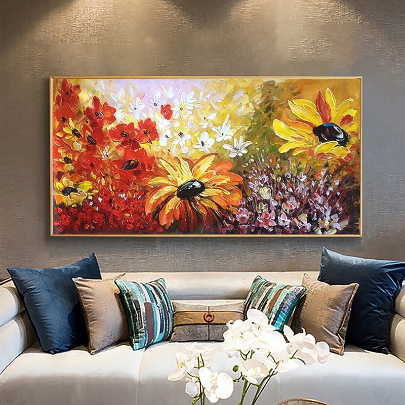 Handmade Oil Painting Canvas Wall Art Decoration Abstract Flowers Sunflower for Home Decor Rolled Frameless Unstretched Painting3