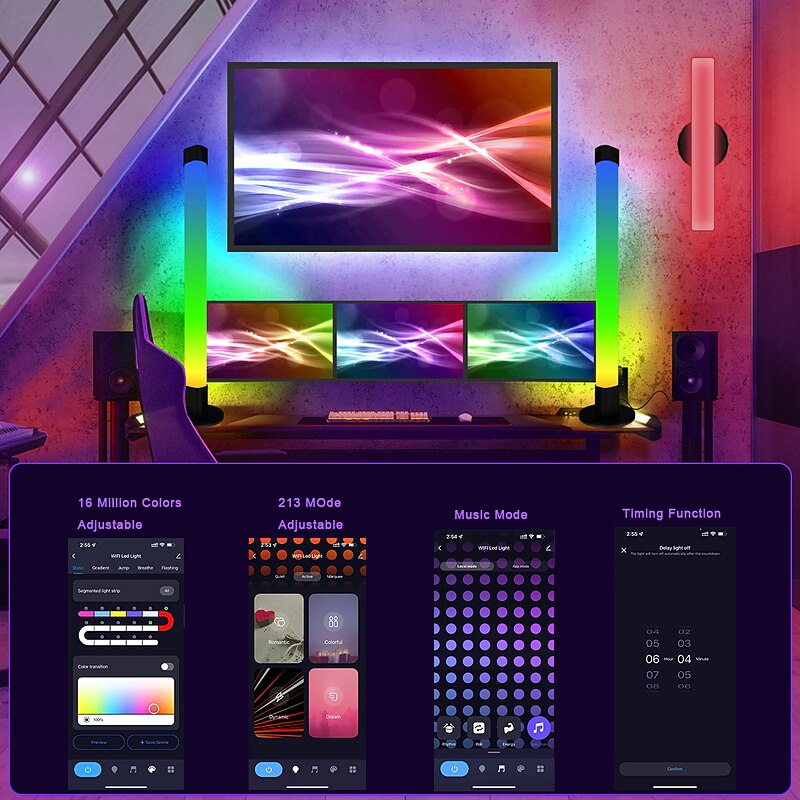 LED Smart Light Tuya WiFi Intelligent Smart Light Bar – Ambient Lighting with App Voice Control, IR Remote Control, Ideal for Computer, Bedroom, and TV3