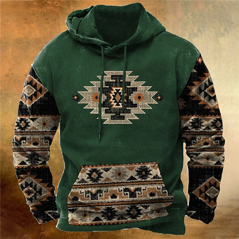 Men's Bohemian Style Graphic Prints Hoodie Hoodies Sweatshirt Streetwear Designer Long Sleeve Hooded Daily Sports Navy Blue Dark Green Print Spring &  Fall Designer4
