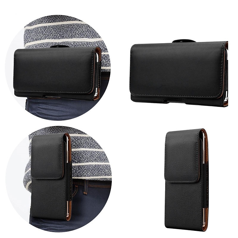 Leather Phone Belt Case 7.2/6.5/6.2/5.2'' Waist Bag Magnetic Vertical Phone Case for iPhone 14 Pro Max 13 12 11 Pouch Cover Belt Clip