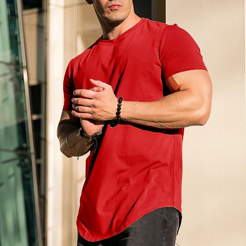 Men's T Shirt Muscle Shirt Tee Top Short Sleeve Crew Neck Summer Plain Streetwear Stylish Workout Vacation Athleisure Going out Black White Yellow Top Tee for Men3