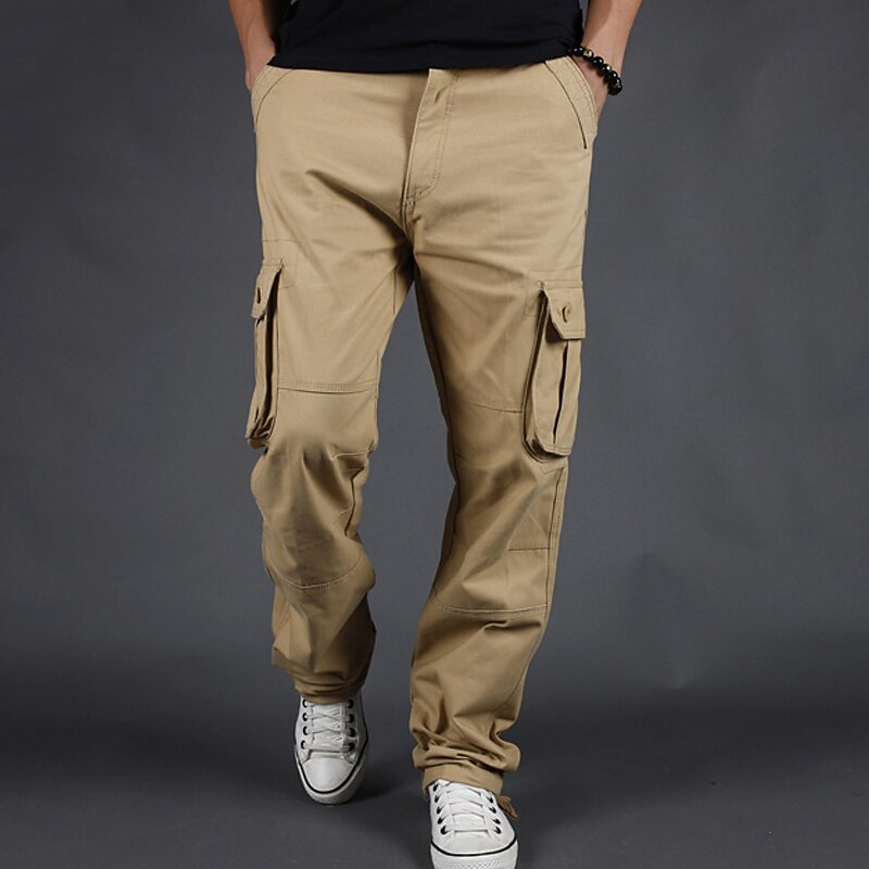 Men's Cargo Pants Cargo Trousers Trousers Multi Pocket Straight Leg Plain Comfort Wearable Casual Daily Going out 100% Cotton Sports Stylish Gray Green Grass Green3