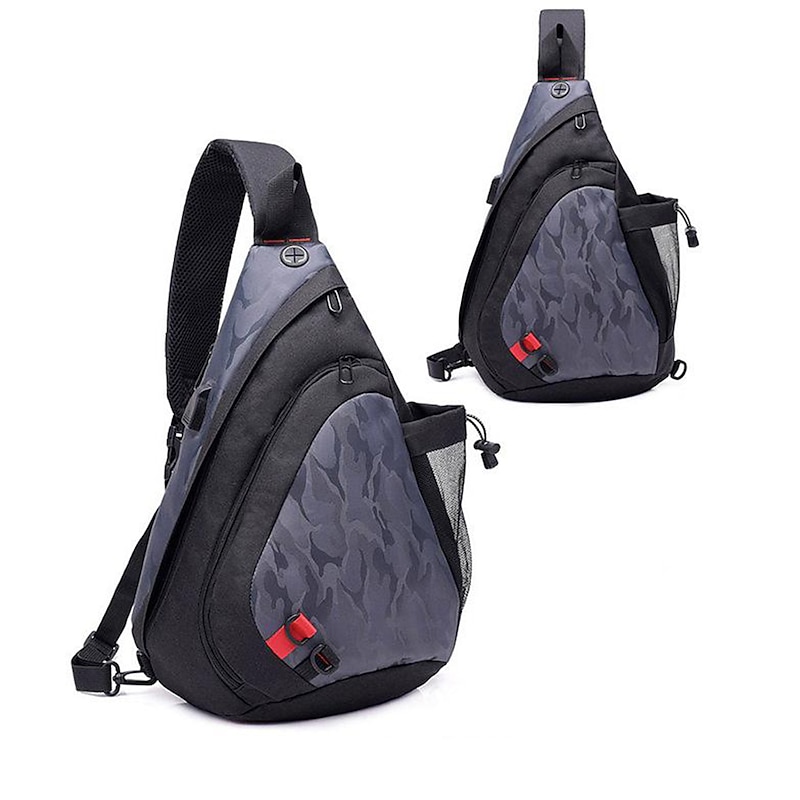 Men's Unisex Sling Shoulder Bag Oxford Cloth Daily Office & Career Buttons Zipper Solid Color Camouflage Blue Camouflage Black camouflage black grey 5