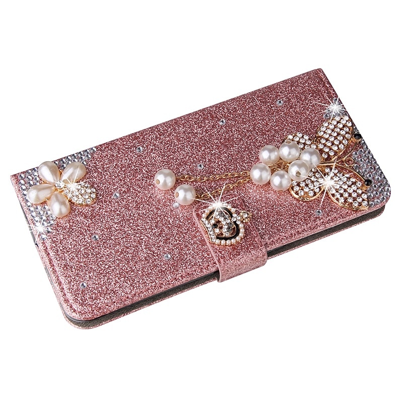 Phone Case For Samsung Galaxy S25 S23 S22 S21 FE S21 Ultra Plus A35 5G A54 A73 A53 A33 Wallet Case Rhinestone With Card Holder Magnetic Flip Glitter Shine Crystal Diamond PU Leather2