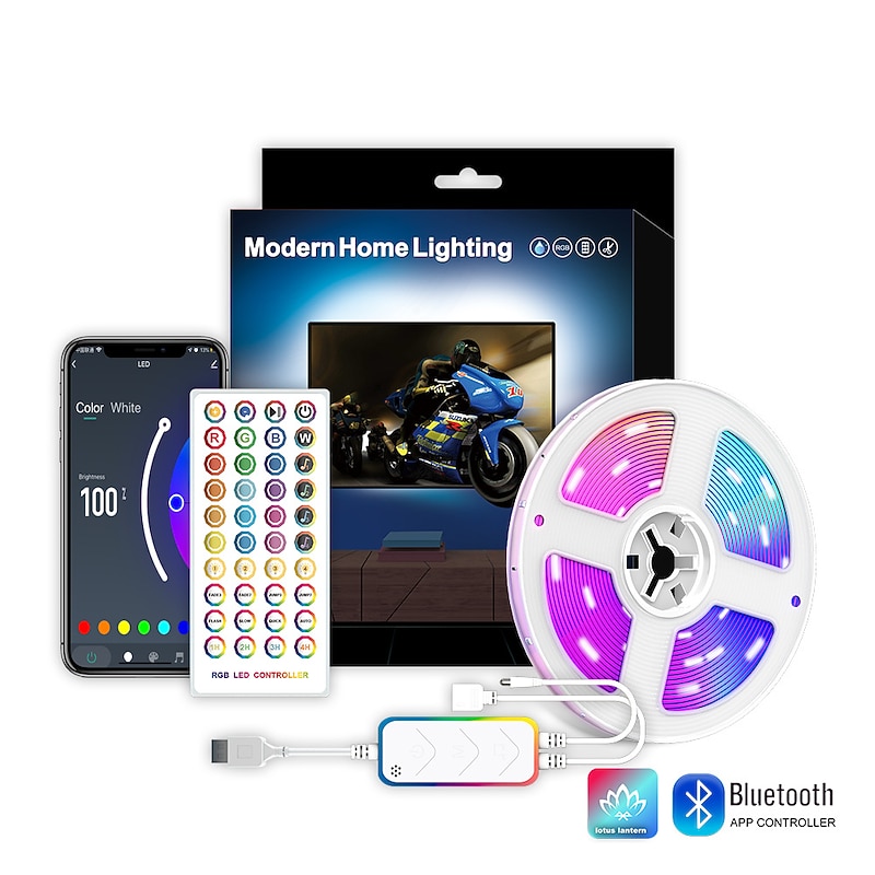 TV LED Backlights App Control RGB Smart LED Strip Lights with WIFI Atmosphere Light with USB TV Background Light 5V Living Room Led Color Atmosphere Light Remote Control3