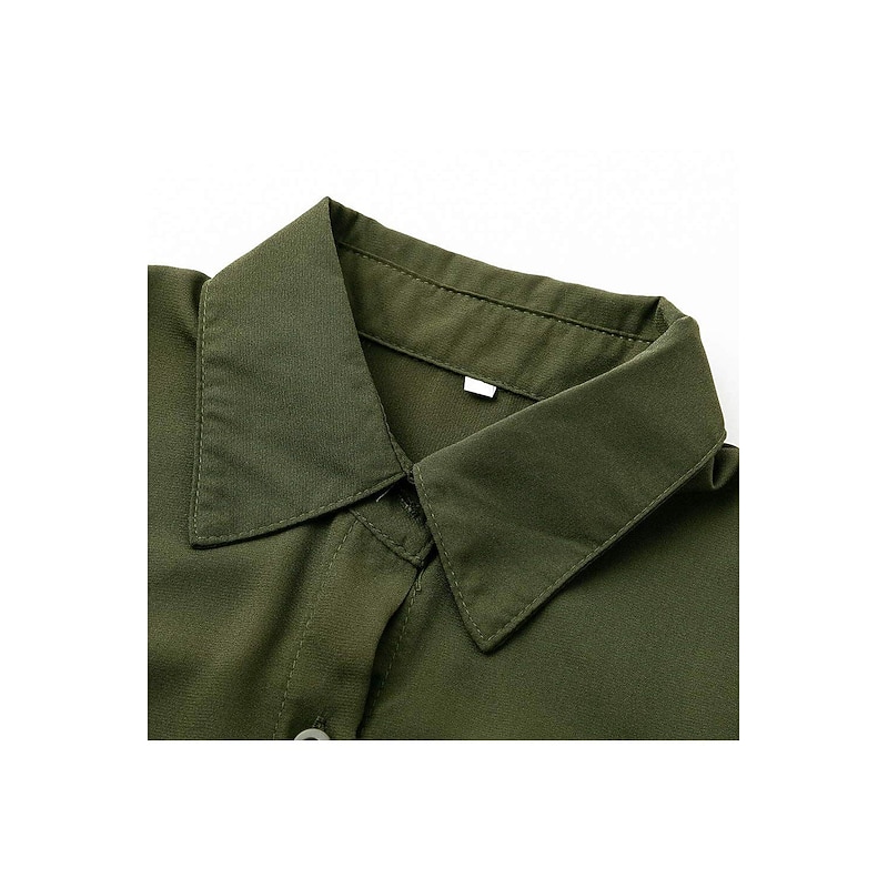 Women's Shirt Dress Maxi long Dress Black Army Green Navy Blue Long Sleeve Solid Color Button Spring Summer Shirt Collar Stylish Work Formal4