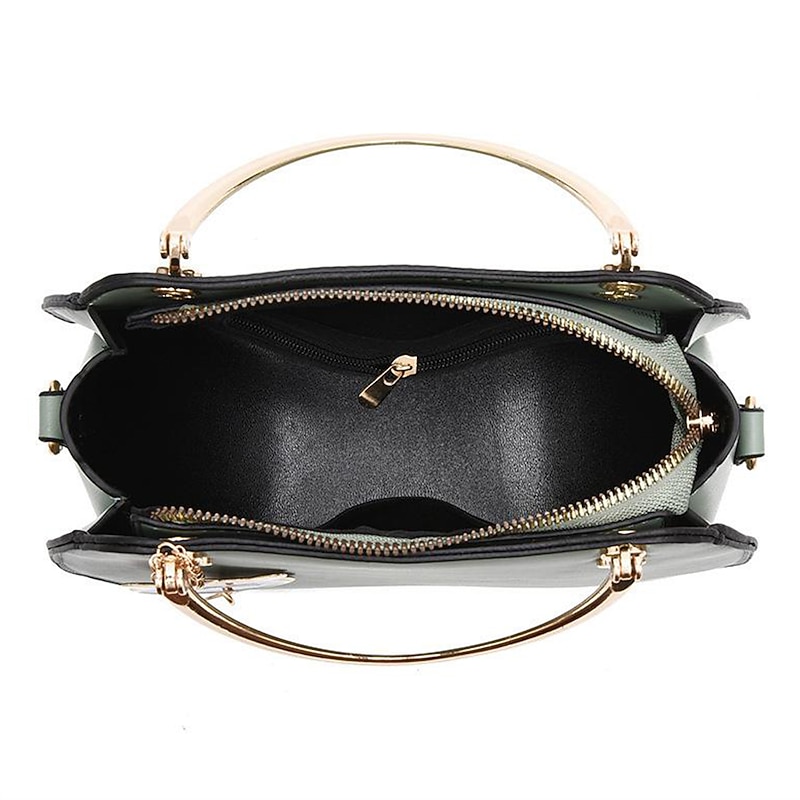 Women's Black Faux Leather Handbag with Gold Cat Charm and Metal Handle - Stylish Crossbody for Casual or Formal Use4