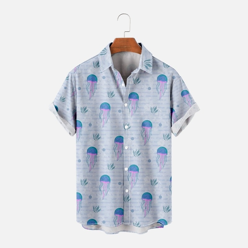Men's Animal Tropical Fish Shirt Summer Hawaiian Shirt Aloha Shirt Short Sleeves Shirt Turndown Tropical Fashion Hawaiian Street Casual Hawaiian Red Blue Gray S M L2