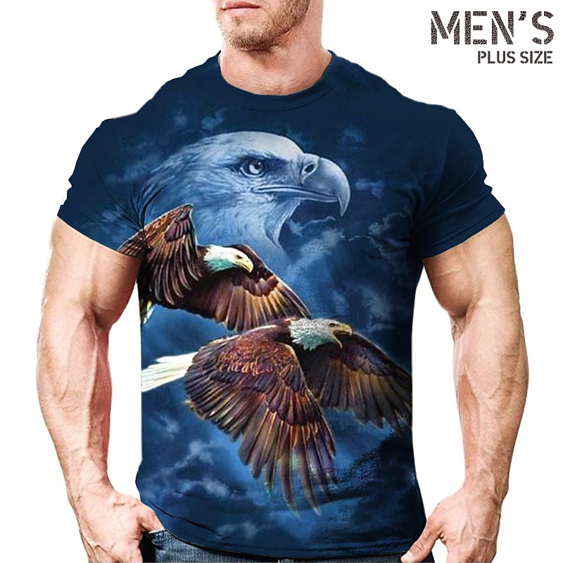 Men's Plus Size T Shirt Big and Tall Graphic Crew Neck Print Short Sleeve Spring & Summer Vintage Streetwear Comfortable Vacation Casual Tops