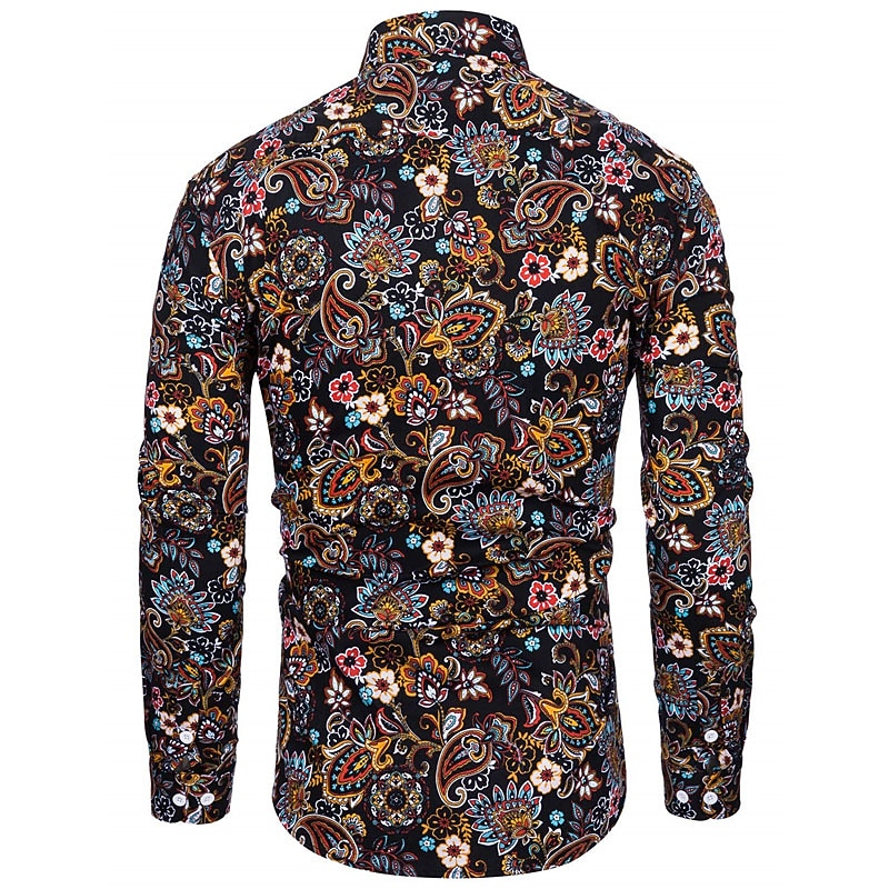 Men's Floral Paisley Shirt Boho Shirt Long Sleeve Sports Fashion Streetwear Outdoor Daily Fall & Winter Turndown Print Button-Down Black Red Purple Green2