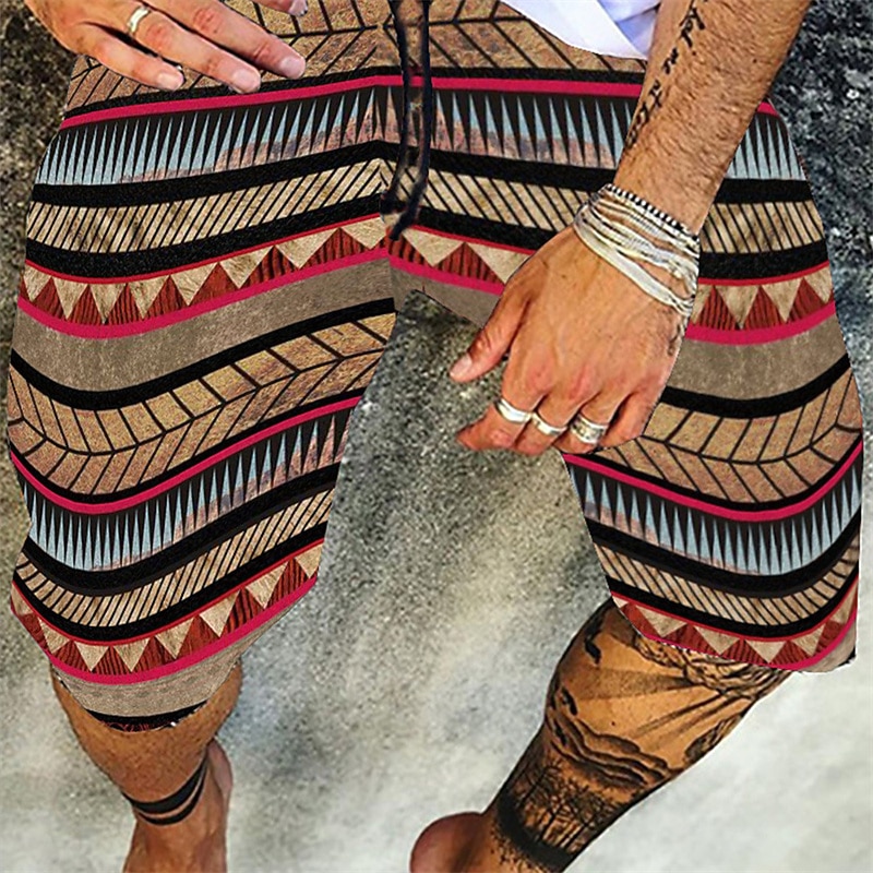 Men's Swim Trunks Swim Shorts Board Shorts Summer Shorts Beach Shorts Drawstring Elastic Waist 3D Print Graphic Quick Dry Soft Short Casual Daily Holiday Hawaiian Dark Brown Black-White Micro-elastic4