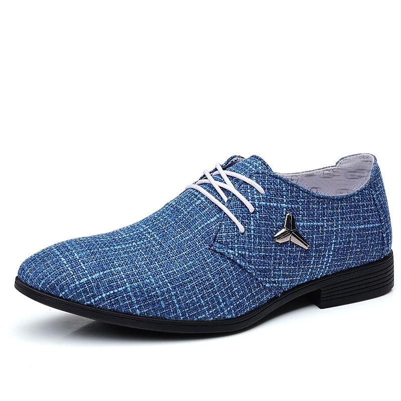 Men's Blue Textured Lace-Up Oxford Shoes – Lightweight Fabric Design with Modern Casual Appeal – Perfect for Office or Everyday Wear4