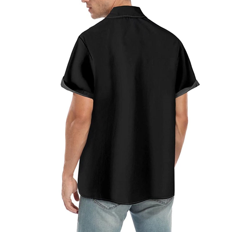 Men's Car Striped Shirt Bowling Shirt Button Up Shirt Short Sleeve Vintage Tropical Fashion Outdoor Beach Summer Spring Turndown Print Button-Down Black and Red Black Red2