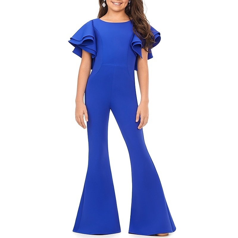 Jumpsuits Floor Length Flower Girl Dress Pageant & Performance Juniors Cute Prom Dress Chiffon with Solid Color Elegant Fit 3-16 Years dress to impress