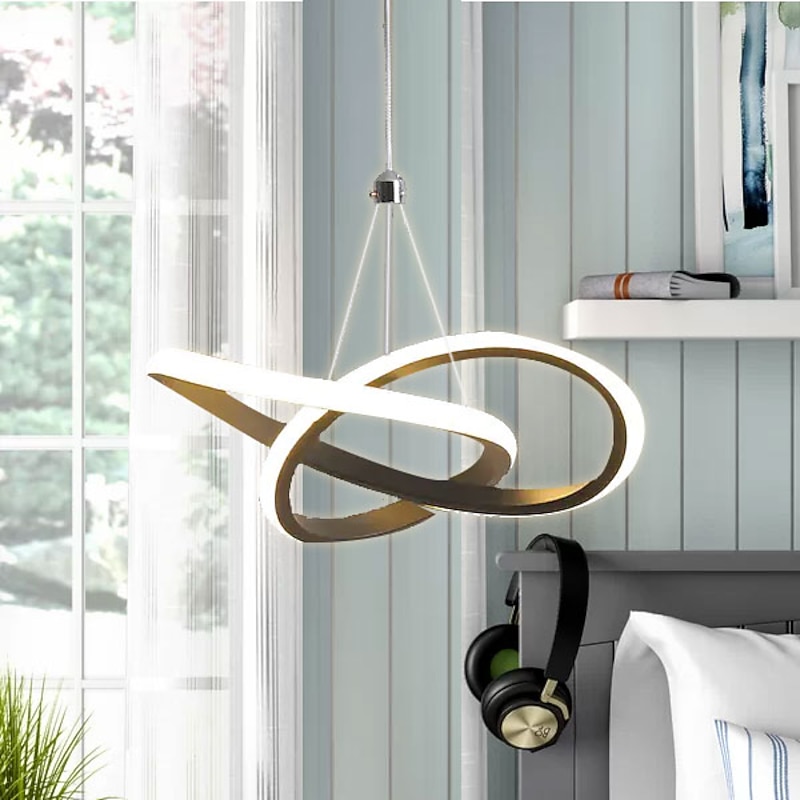 22cm 1-Light 15W Mini Pendant Light LED Ambient Lamp Aluminum Black White Painted for Living Room Bedroom Dining Room Warm White / White