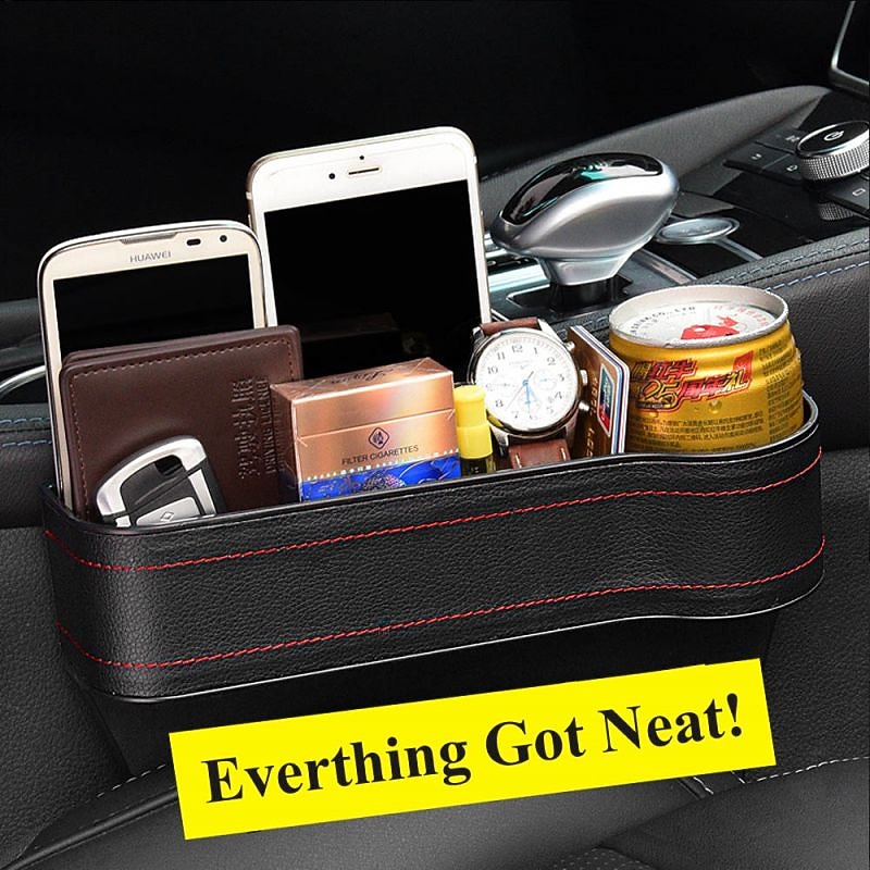 Leather Car Seat Gap Filler Organizer with Cup Holder, Multifunctional Storage Box for Vehicle Seat Side 8