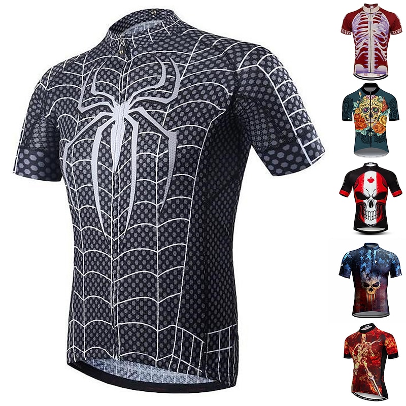 Men's Cycling Jersey Geometric Vintage Funny Short Sleeve Bike Tee Tshirt Jersey Top with 3 Rear Pockets Road Bike Cycling Cycling Quick Dry Comfortable Elastic Sports Black / Orange Black Red