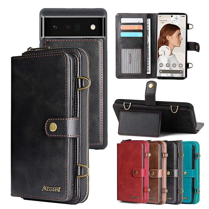 Phone Case For Google Pixel Pixel 7 Pixel 7 Pro Pixel 6 Pixel 6 Pro Wallet Case Bumper Frame Magnetic Full Body Protective Solid Colored PU Leather