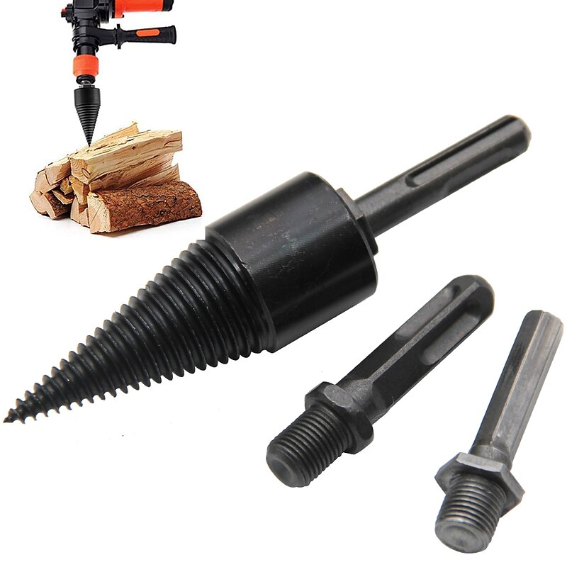 32mm Firewood Log Splitter Drill Bit Hex Shank Removable Wood Splitter Drill Bits Heavy Duty Drill Screw Cone Driver2