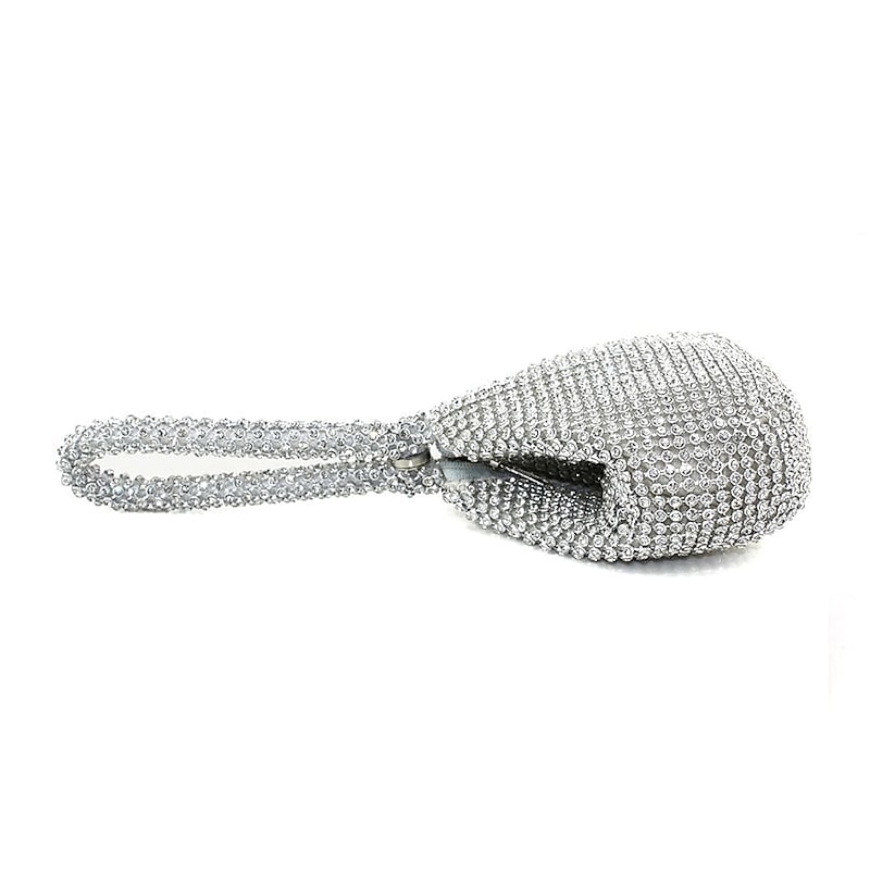 Women's Silver Rhinestone Evening Bag - Elegant Crystal Clutch with Wrist Strap for Weddings, Parties, and Formal Events2