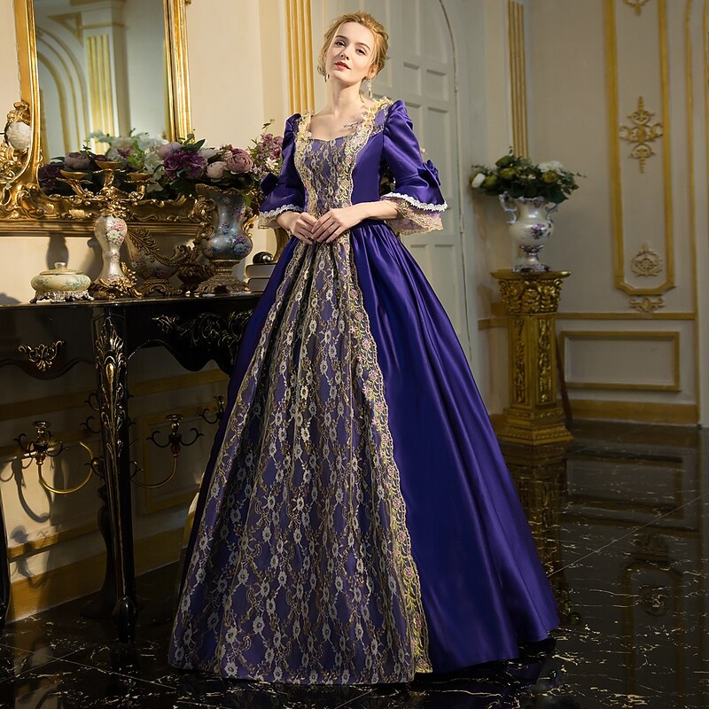 Retro Vintage Gothic Medieval Masquerade Christmas Dress Prom Dress Princess Shakespeare Solid Color Ball Gown Fancy Dress Women's Royal Halloween Carnival New Year Party Evening Party Party2