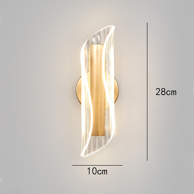 LED Wall Lamp Indoor Wall Light, 6W 360°Rotatable Acrylic Curved Shape Dimmable LED Modern Adjustable Wall Lamp for Indoor Decoration Public Facilities Night Light3