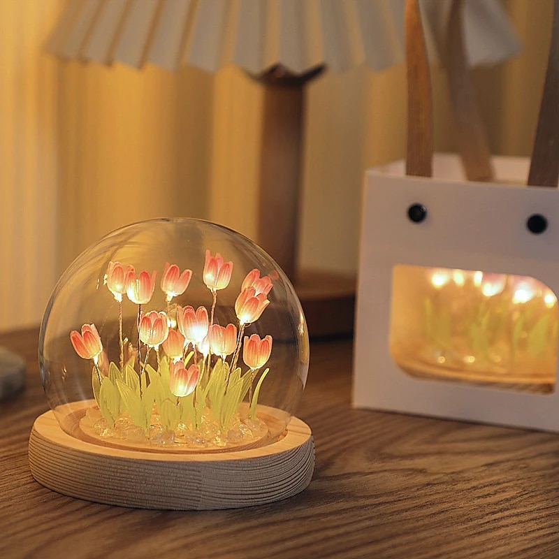 DIY Tulip Night Light Simulation Flower Bedroom Valentine's Day Gift INS Sleep Light Birthday Gift Atmosphere Light Desk Decoration3