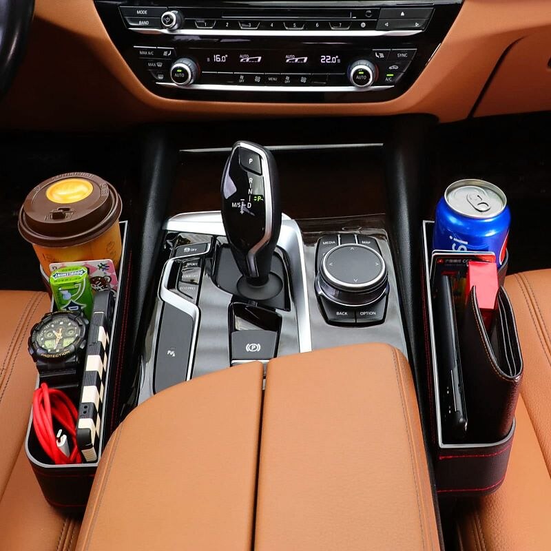 Leather Car Seat Gap Filler Organizer with Cup Holder, Multifunctional Storage Box for Vehicle Seat Side 9