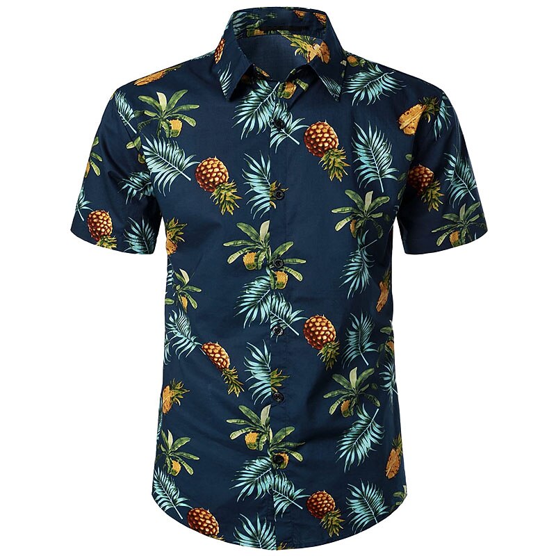 Men's Leaf Fruit Banana Shirt Summer Hawaiian Shirt Aloha Shirt Short Sleeves Shirt Turndown Tropical Fashion Hawaiian Street Casual Hawaiian Black White Yellow S M L2