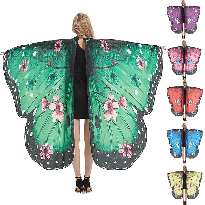 Butterfly Halloween Cosplay Costume Wings Cloak Carnival Costume Cosplay Adults' Women's Halloween Mardi Gras Easy Halloween Costumes Dress Up