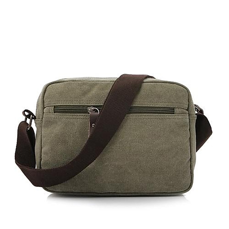 Men's Vintage Canvas Crossbody Messenger Bag, Multi-Pocket Shoulder Bag with Leather Accents for Travel and Casual Use4