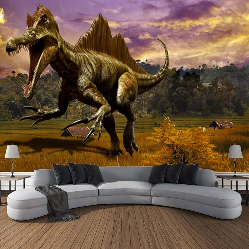 Dinosaur Ancient Forest Wall Tapestry Animal Art Decor Photograph Backdrop Blanket Curtain Hanging Home Bedroom Living Room Decoration2