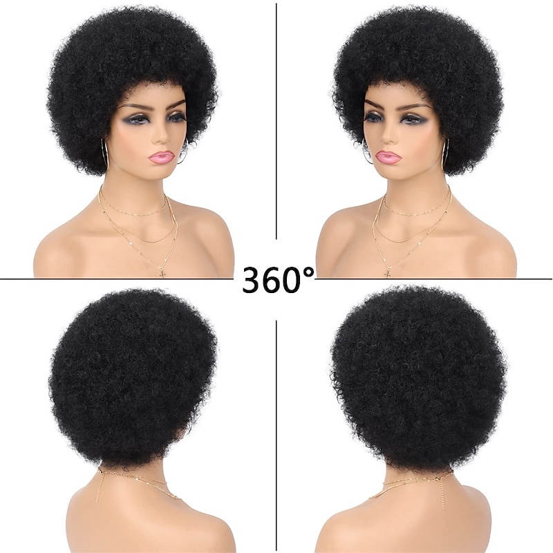 Wig 70s Afro Wigs for Black Women Afro Puff Wigs Bouncy and Soft Natural Looking Full Wigs for Daily Party Cosplay Costume Halloween Wigs4