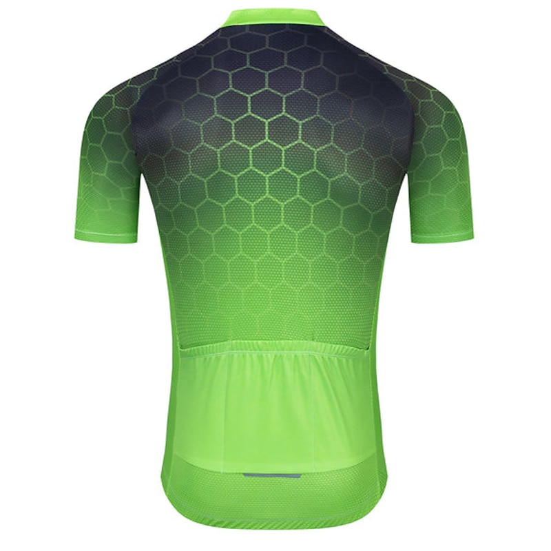 Men's Cycling Jersey Geometric Gradient Short Sleeve Bike Top with 3 Rear Pockets Mountain Bike MTB Road Bike Cycling Quick Dry Reflective Strips Back Pocket Moisture Wicking Sports Yellow Blue Orange3